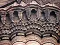 Muqarnas corbelling around the balcony of the Qutb Minar (1199–1220) in Delhi, India