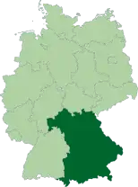 Map of Germany: Position of Bavaria highlighted