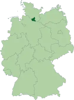 Map of Germany with the location of Hamburg highlighted