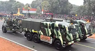 Dhanush howitzer manufactured at GCF and its tractor at VFJ