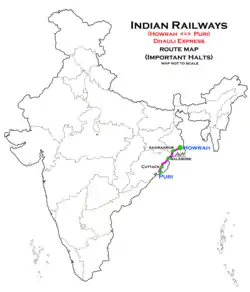 Dhauli Express (Howrah - Puri) route map