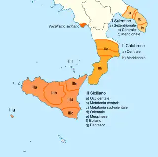 Range of the extreme southern Italian dialects