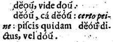 The entry for dĕóu᷄ shows distinct breves (ĕ), acutes (ó), and apices (u᷄).