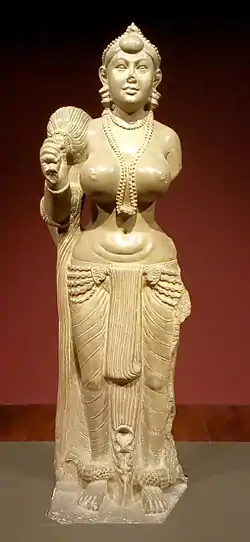 The Didarganj Yakshi depicting the dhoti wrap; circa 300 BC; Bihar Museum (India)