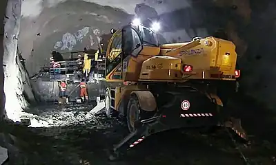 Dieci Pegasus telehandler working in the Brenner Base Tunnel in 2018