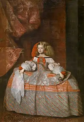 Infanta Margarita Teresa in pink dress (1660) by  Velázquez or Juan Bautista Martínez del Mazo, Prado Museum, Madrid