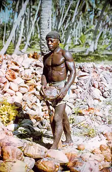 Image 56An unnamed Chagossian on Diego Garcia in 1971 shortly before the British expelled the islanders when the island became a U.S. military base. The man spoke a French-based creole language and his ancestors were most likely brought to the uninhabited island as slaves in the 19th century. (from Indian Ocean)