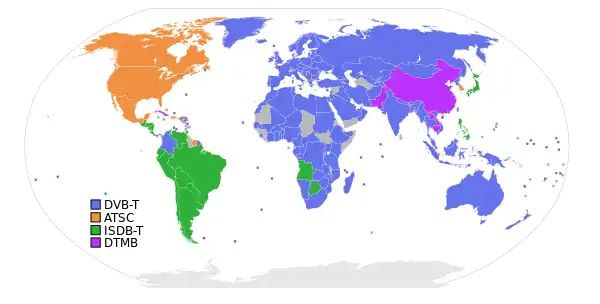 Image 8A map depicting digital terrestrial television standards (from Digital television)