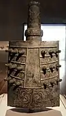 Bell (lai zhong); 800–700 BC (Western Zhou dynasty); 70.3 × 37 × 26.6 cm (275⁄8 × 149⁄16 × 107⁄16 in.); from Meixian (Shaanxi); Cleveland Museum of Art (Ohio, U.S.). In ancient China music and ritual had political significance and were linked inseparably to the power of states