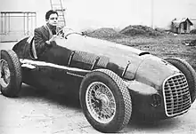 Dino Ferrari in Ferrari 125 GPC. Date unknown, thought to be around 1955-1956.