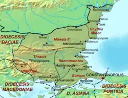 Map of the Diocese of Thrace (Dioecesis Thraciae) c. 400 AD.