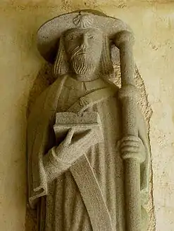 James the Greater. Note the pilgrim's hat and the shell emblem.