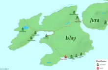 Map of distilleries on Islay