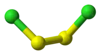 Ball and stick model of disulfur dichloride