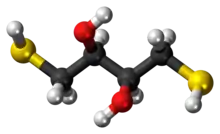 Ball-and-stick model of the dithiothreitol molecule