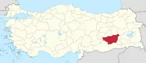 Location of the province within Turkey