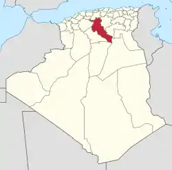 Map of Algeria highlighting Djelfa