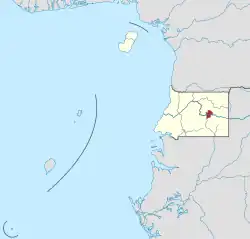 Equatorial Guinea is located near the centre of Río Muni, the part of Equatorial Guinea on the African mainland.