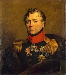 Portrait of Dmitry Golitsyn in dark green military uniform