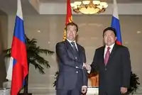 Dimitry Medvedev with Tsakhiagiin Elbegdorj.