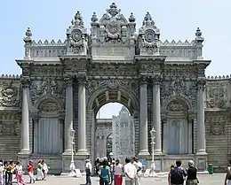 Image 3One of the main entrance gates of the Dolmabahçe Palace. (from Culture of Turkey)