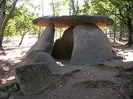 Dolmen Axeitos, known as Stone Moor. Parish of Oleiros Ribeira, A Coruña Galicia.