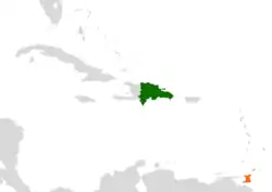 Map indicating locations of Dominican Republic and Trinidad and Tobago