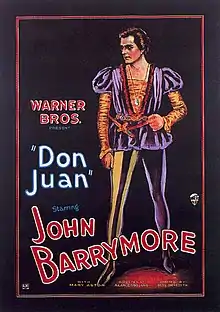 Image 32Don Juan is the first feature-length film to use the Vitaphone sound-on-disc sound system with a synchronized musical score and sound effects, though it has no spoken dialogue. (from History of film)