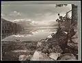 Mt. Judah upper left, from Donner Lake.Collodion process image, circa 1870.