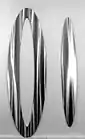 Double Ellipse of Full and Empty Form, 1997, Aluminum, Dimensions: 3300 × 975 × 38 mm/180 kg. 2780 × 367 × 38 mm/120 kg, Collection: Museum of Contemporary Art, Belgrade, Serbia