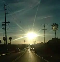 Down Division Street, facing West, between the neighborhoods of Valencia Park and Alta Vista in Southeast San Diego