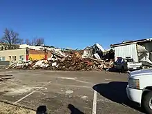 Image 4EF3 damage to businesses in downtown Dresden, Tennessee. (from Tornado outbreak of December 10–11, 2021)