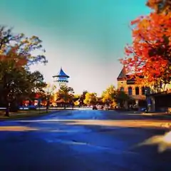 Looking at downtown Riverside from the Riverside Township Hall