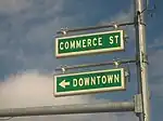 Sign on Highway 287 directs motorists into downtown Childress.