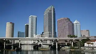 100 North Tampa has a central position in Tampa's skyline.