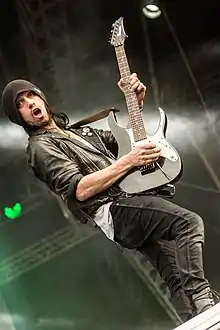 Sam Totman performing with DragonForce at the 2019 Rockharz