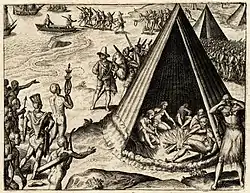 Image 37Francis Drake's 1579 landing in "New Albion" (modern-day Point Reyes); engraving by Theodor De Bry, 1590. (from History of California)