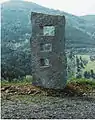 Granite sculpture: "The three stages of seeing" (2002) by Dieter Oehm, in Elzach