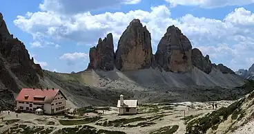 The Locatelli hut with a small chapel