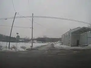 Looking south on Cuzco Road from Highway 56, in Columbia Township