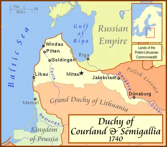 Image 36Duchy of Courland and Semigallia in 1740 (from History of Latvia)