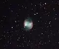 Dumbbell Nebula, north is diagonal left-up