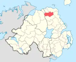 Location of Dunluce Upper, County Antrim, Northern Ireland.