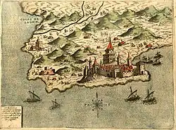 Image 20Map of Durrës in 1573 by Simon Pinargenti (from Albanian piracy)