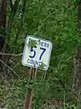 Pre-MUTCD standard route marker for CR 57 in Dutchess County. Most of the county now uses the standard pentagon.