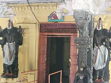 Dvarapala in Sri Kalyana Ramaswamy temple, Tamil Nadu, India.