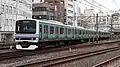 Set 139 with the cab front in Sōbu/Yokosuka Line color, April 2021