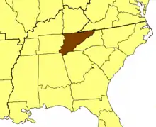 Location of the Diocese of East Tennessee