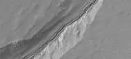 Close-up of gullies showing polygons, as seen by HiRISE under HiWish program Polygons usually form in frozen ice-rich ground.  Note: this is an enlargement of a previous image.