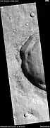 Crater with bench, as seen by HiRISE under HiWish program